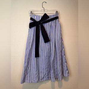 Zara Striped Cotton Midi Skirt with Tie